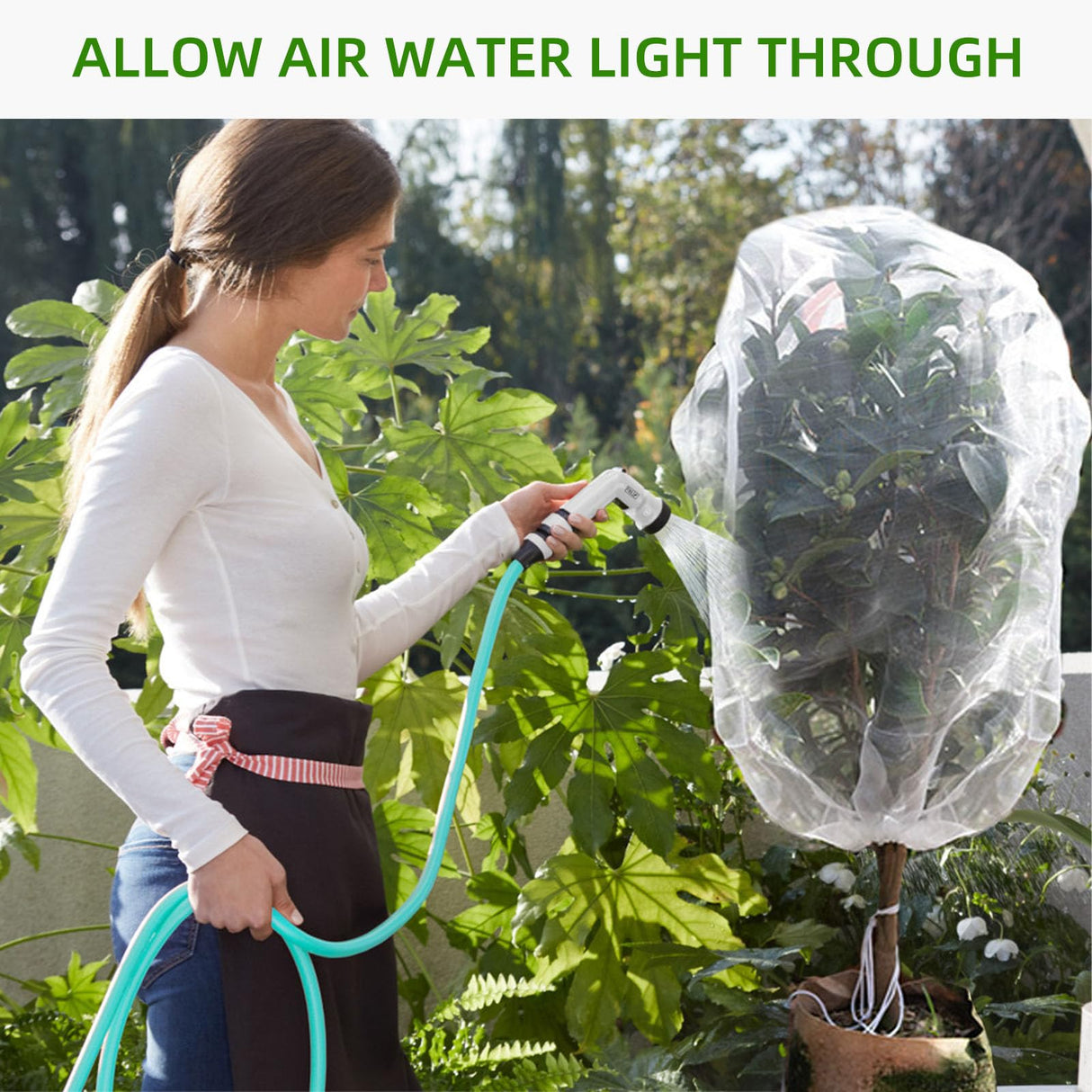 PDGROW Garden Mesh Netting for Plants, 4 Pack Insect Bird Barrier Netting Mesh with Drawstring, 3.3x4.9 FT Garden Bug Netting Plant Cover for Protect Fruit Tree Vegetable Flowe
