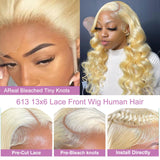 Alipeacock 613 13x6 Lace Front Wig Human Hair 200% Density Body Wave Blonde Lace Front Wigs Human Hair Pre Plucked Blonde Wig Human Hair 613 30inch