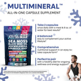 Clean Nutraceuticals Sea Moss Black Seed Oil Ashwagandha Turmeric Bladderwrack Burdock & Vitamin C Vitamin D3 with Elderberry Manuka Dandelion (120 Count (Pack of 1))