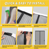 Magnetic Screen Door- Fit for Door Size:36x80 Inch, Screen Itself Size:38"x82", Hands Free Mesh Partition,Heavy Duty Screen Door Mesh Curtain Keeps Bugs Out, Frame Hook & Loop, Pet and Kid Friendly