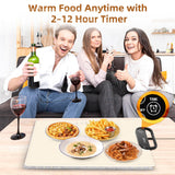 Food Warming Mat – Fast Heating Electric Warming Tray with 7 Temp Settings, 11-Hour Timer & Auto Shut-Off, Foldable Silicone Mat with Child Lock, Portable Warming Pad for Buffets, Holidays – Beige