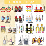 Quelay 36 Pairs Teacher Earrings for Women Fun Wooden Studs Bulk Cute Back to School Gift Dangle Earrings Sets Colorful Pencil Apple Rainbow Jewelry for Classroom Appreciation Jewelry Gift