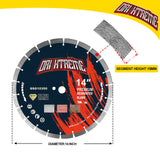 ORIXTREME 14 Inch Diamond Concrete Saw Blade, Segmented General Purpose Blade Dry/Wet Cutting Concrete, Reinforced Concrete, Masonry, Brick, Block,1"-20mm Arbor