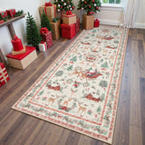 Lahome Christmas Runner Rug 2x6 Beige Runners for Hallways,Kitchen Rugs Non Slip Washable Entryway Carpet Runner,Soft Christmas Tree Santa Claus Runners for Bathroom Holiday Decor(2'x6',Beige)