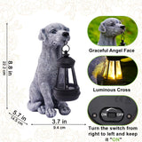 Goodeco Dog Statue with Solar Lantern - Cute Garden Dog Figurines