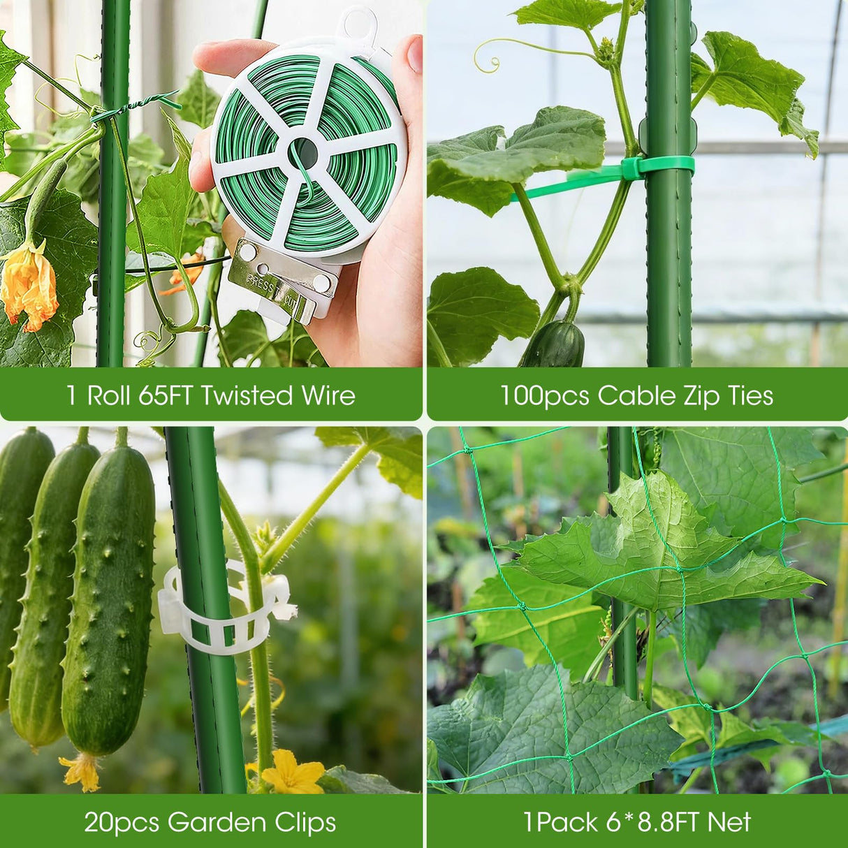 MQHUAYU Cucumber Trellis for Raised Bed,U-Shape Garden Trellis for Climbing Plants Outdoor, Metal Arch Vegetables Trellis, Plant Support for Vine (Green, 63" Lx21.6 Wx47.2 H-Large)