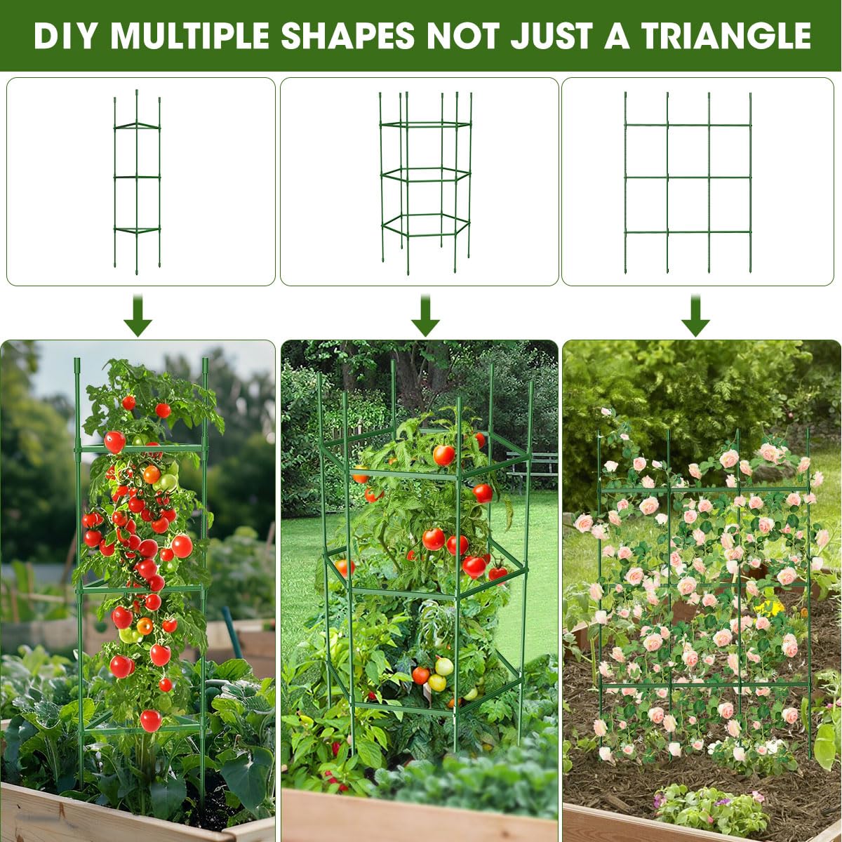 8PCS Tomato Cages for Garden, Tomato Trellis for Raised Garden Bed, 51.2" Tall Cage Plant Support for Pots, Gardening Supplies Trellis for Climbing Plants (8PCS，High: 51.2 Inch)