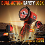 TEENO Cordless Angle Grinder Kit, 19,500 RPM Mini Electric Angle Grinding Tool with 2 pcs 16.8V 2000mAh Batteries and 6 Cutting Discs, 3-Inch Handheld Grinder for Metal/Wood Cutting and Grinding