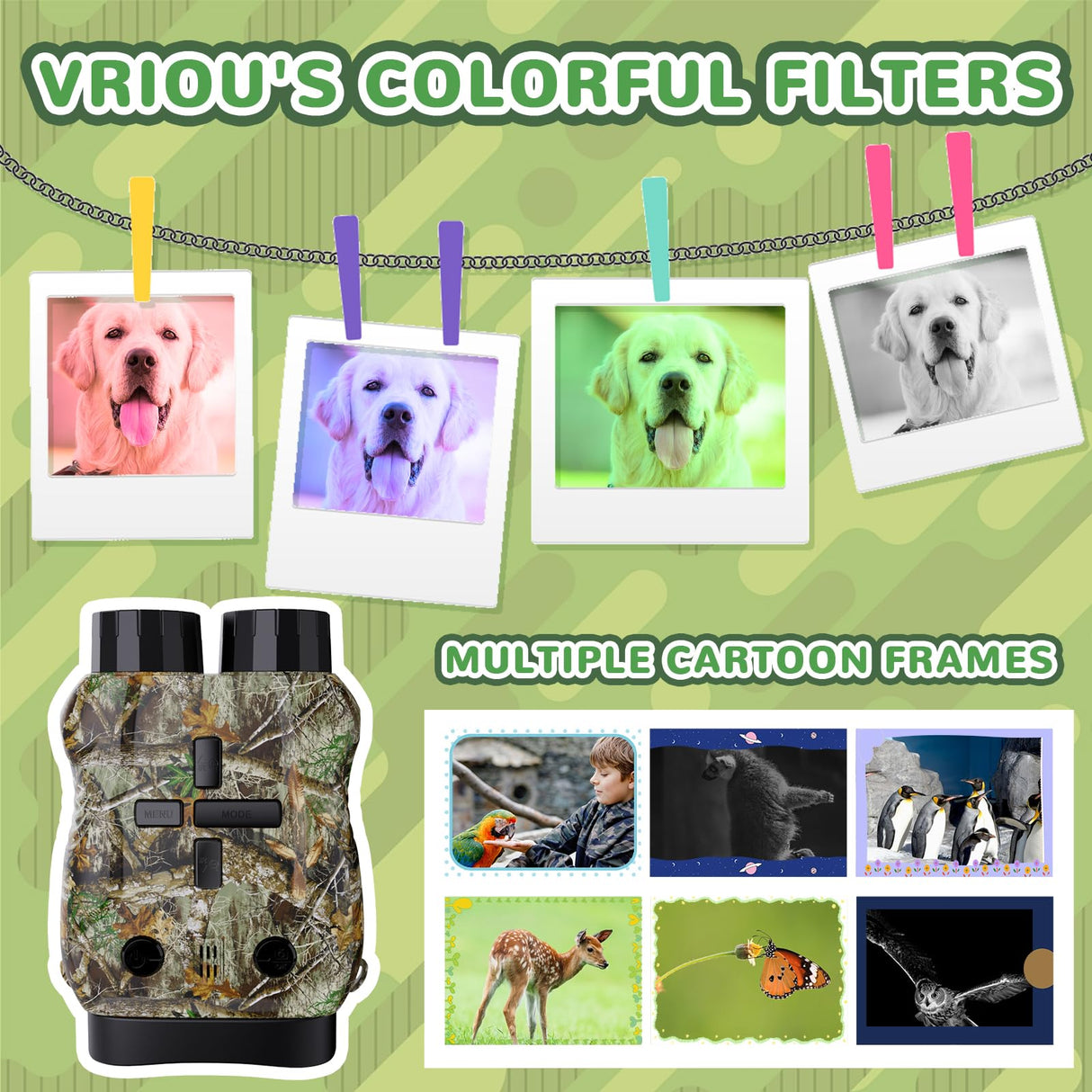 Kids Camera & Night Vision Goggles for Kids Boys and Girls, Christmas Birthday Gifts, Night Vision Binoculars with 32GB Memory Card(Camouflage)