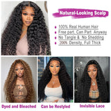 28 Inch 13X6 Deep Wave Lace Front Wigs Human Hair Pre Plucked 200% Density HD Lace Frontal Wigs for Women Curly Human Hair Wig Wet And Wavy HD Lace Front Wigs Pre Plucked