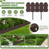 Evelyne Garden Border Plastic Edging: Wooden Fence Design - 16pcs Brown Yard Landscaping Fence Liner Lawn Edge Barrier - 20ft Kit of Decorative Lawn Panels Elements -Landscaping Edging-GMT-10374-A16