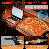 Warming Mat for Food | Dishwasher Friendly,Full-Surface Food Warmer with 6-Mode Adjustable and Timer,Roll-Up & Portable Silicone Food Heating Pad with Child Lock,Electric Warming Tray for Buffet Party