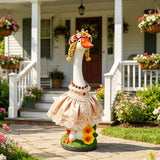 GasSaf 23 Inch Porch Goose Outdoor Garden Statue, Large Porch Goose for Garden Yard Patio Balcony Decor, Heavy-Duty & Independent Standing, Big Resin White Cygnus Sculpture, Father Gift