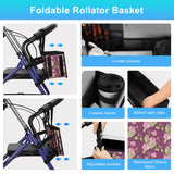 Rollator Basket, supregear Rollator Walker Bag w/Cup Holder, Foldable Rolling Walker Waterproof Storage Pouch with Big Capacity & Never Tipping Over, Easy to Use Rollator Accessories for Seniors