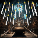 LUSHARBOR Floating Candles with Wand, 20 Pack Halloween Battery Operated LED Hanging Candles Electric Floating Candle for Halloween Party Decor Christmas 10.8in