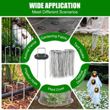 Landscape Fabric Staples with Rubber Hammer,6Inch 50pcs Galvanized Garden Pegs+ 50pcs Gaskets + Pick Hook + Gloves,Anti-Rust,U-Shaped Lawn Spikes,Yard Turf Pins for Weed Barrier,Ground Grass Cover