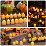 PChero Rechargeable Flameless Candles with Remote Timer & Charging Base, 12 Pack Votive Candles Battery Operated Tea Lights Flickering, LED Tealights for Home Wedding Halloween Fall Christmas Decor