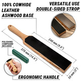 BeaverCraft Leather Strop for Knife Sharpening - Dual-Sided Knife Strop with Stropping Compound Kit - Honing Strop Block 14" for Woodcarving Tools, Chisel Knife Sharpening Kit Leather Sharpener LS6P1