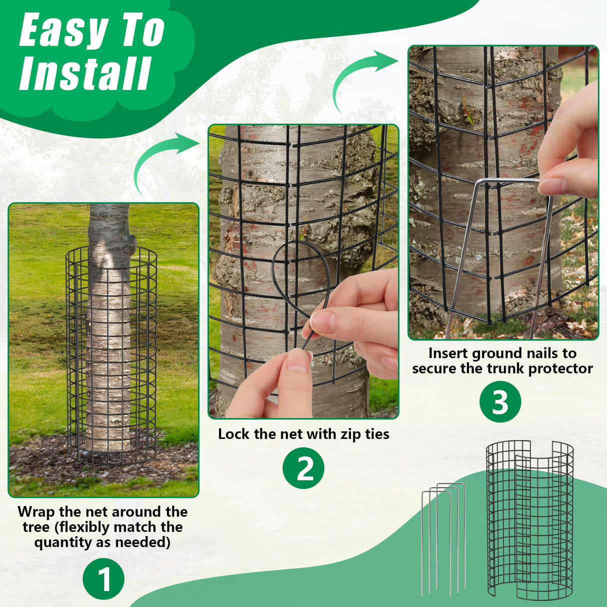 UQM 6 Pack Tree Trunk Protector, 12 Pcs Metal Tree Guards Trunk Protector