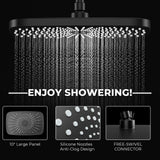 Seacity Wide Rain Shower Head With 5 Modes Handheld Showerheads, High Pressure Showerhead Combo with Extension Arm for Bathroom Accessories, Adjustable Shower Head with Anti-Clog Nozzles (Black)