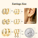 Wgoud 12 Pairs Small 14K Gold Plated Chunky Hoop Earrings for Women Hypoallergenic Lightweight Gold/Silver Hoop Earring Set for Sensitive Ears Trendy Cartilage Huggie Hoops Stacks for Multiple Piercing Jewelry (Gold-6 pairs- round)