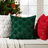 Softalker Christmas Throw Pillow Covers 22 x 22 Inch Set of 2, Xmas Winter Christmas Tree Faux Fur Cushion Covers, 3D Embroidered Pillow Cases for Couch Bedroom Living Room Decor, Green