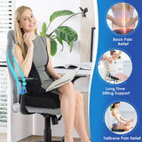 TushGuard Seat Cushion for Office Chair Memory Foam Non-Slip Desk Seat Cushion Back, Coccyx, Sciatica, Tailbone Pain Relief Butt Pillow for Office Chair, Car, Wheelchair, Black
