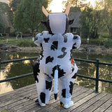 Arokibui Inflatable Cow Costume Blow up Animal Costume Cosplay Party Festival Christmas Halloween Suit Parade Carnival Suit Jumpsuit