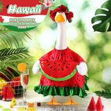 Sanwuta Summer Goose Outfits for 23" Porch Goose Watermenlon Lemon Strawberry Geese Costume Outfit with Hat for Summer Garden(Watermelon)