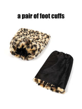 Soul Young Wolf Reindeer Lion Faux Fur Ears and Tail Halloween Costume Party Cosplay Christmas Animal Accessory Set (4pcs Leopard)