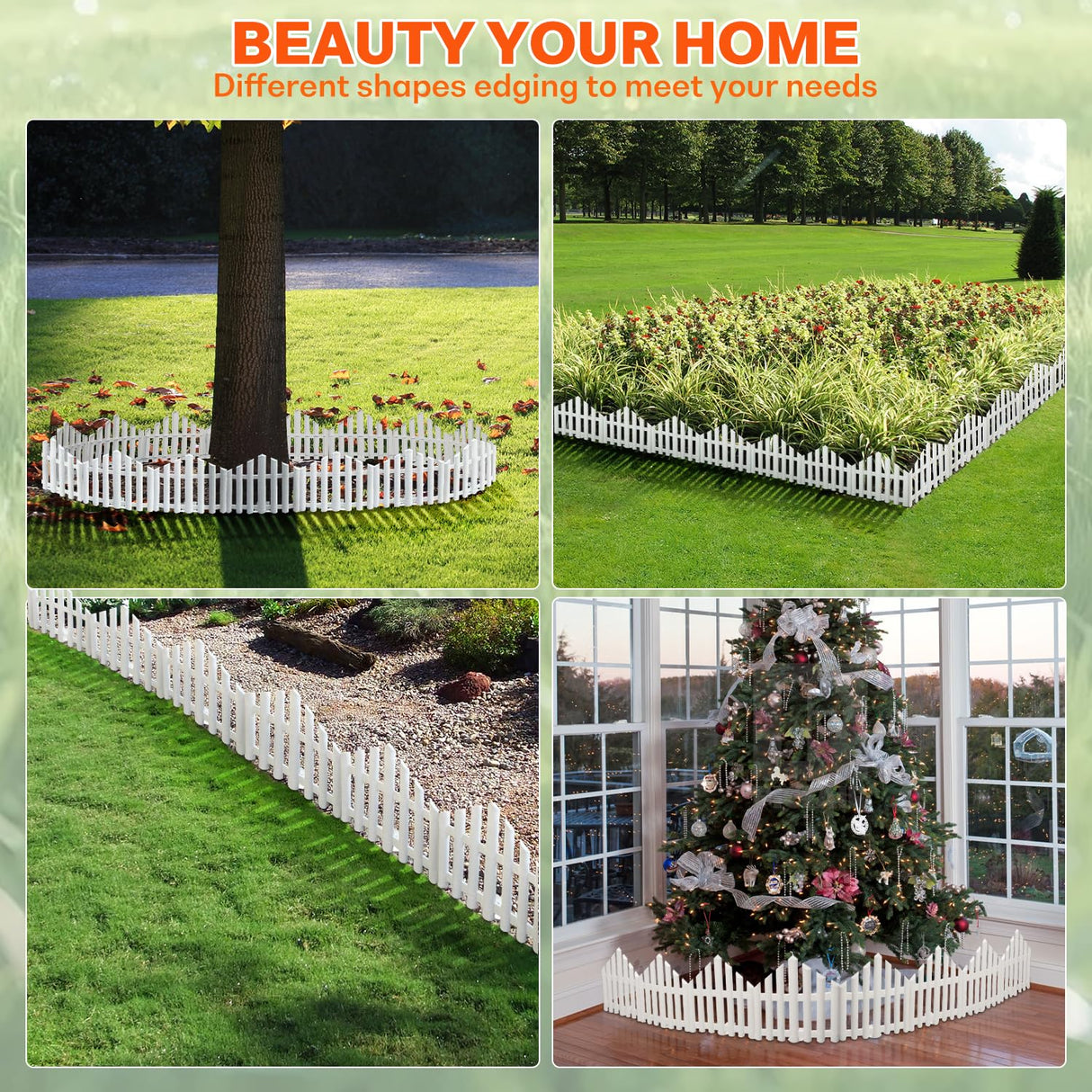 FLAPKWAN No-Dig Garden Edging Border 13FT Landscape Edging 9.3 Inch Tall for Flower Bed Fence, 14pcs Garden Lawn Edging with Stakes