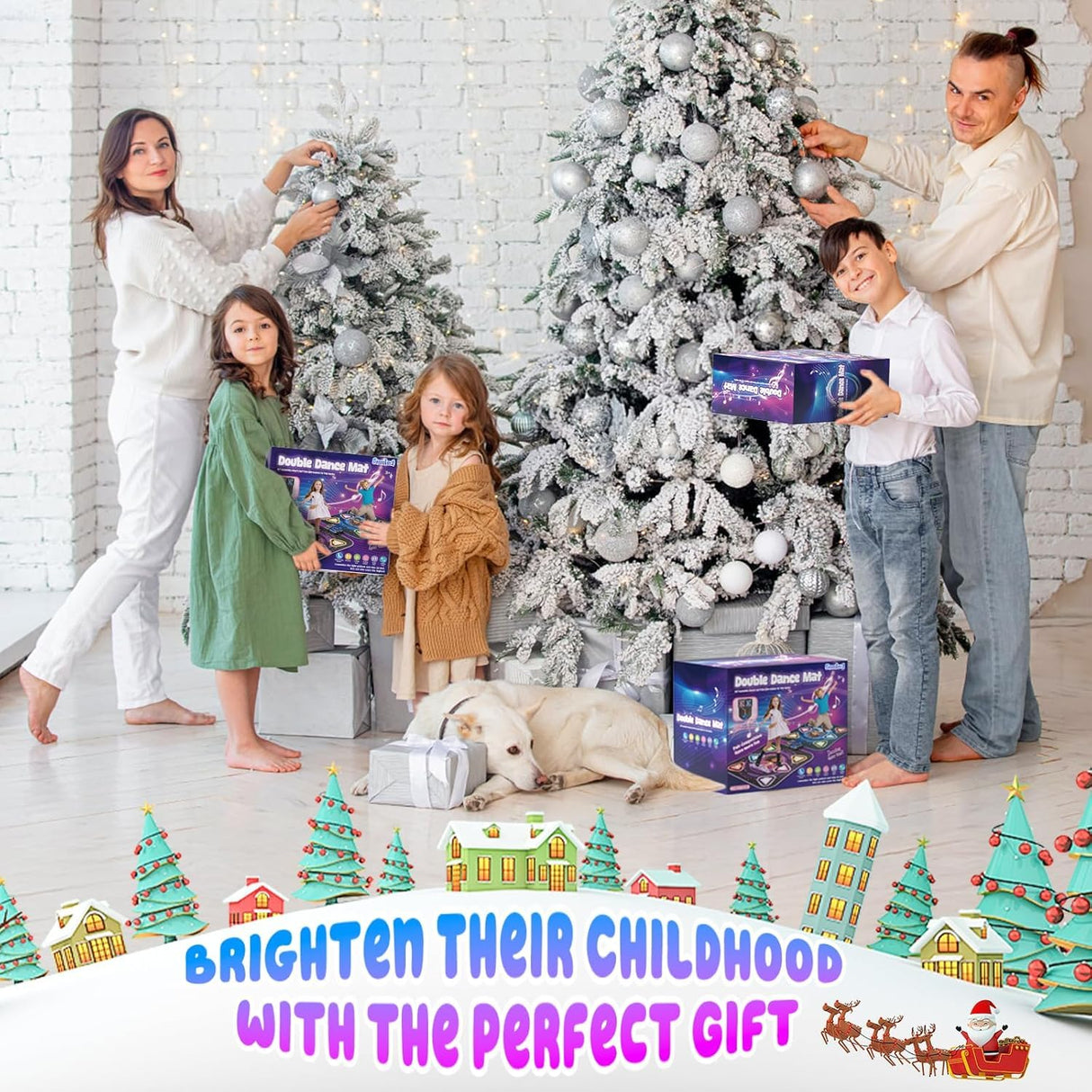 Surelect Dance Mat, 2025 Rechargeable Light-Up 2-Player Opposing Dance Pad with Bluetooth, 12-Button Music Dancing Toy, Christmas Birthday Gift for 3-12 Year Old Boys Girls