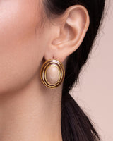 Large Chunky Brown Beige Tan 18K gold plated Round Oval Button Stud Enamel Statement Earrings for Women by SNGIA, Big Brown Bold Handmade Exaggerated Dome Retro Rounded Button Ball Trendy Bohemian Jewelry Gifts, Unique Baroque Vintage Summer Beach Fashion