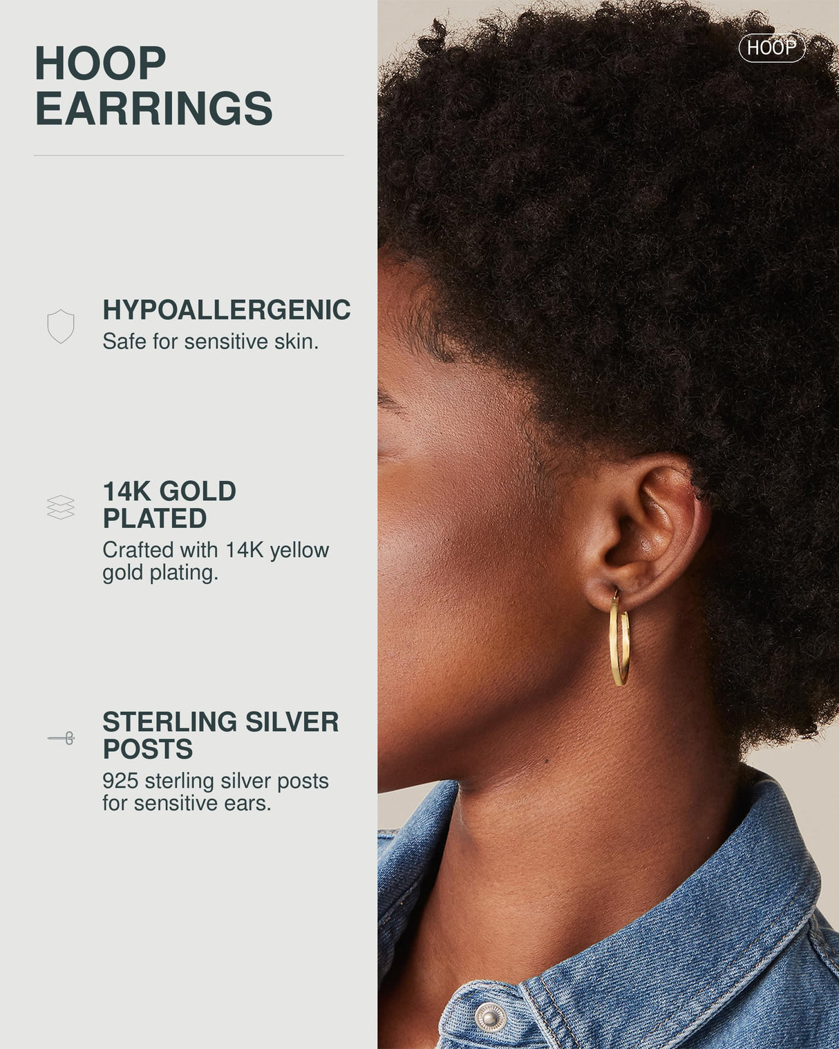PAVOI Hoop Earrings for Women, 925 Silver, Yellow Gold, Size 30 Millimeters