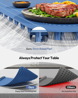 Gaiatop Food Warming Mat, Fast-Heating Silicone Electric Warming Tray with Heat Insulating Pad, 7-Level Temp 8h Timer Food Warmer Mat, Portable Heating Mat for Countertop Gatherings Party Home, Blue