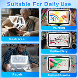 Large 10X Hands Free Magnifying Glass with Light for Reading Neck Wear Magnifier with Adjustable Brightness 50 Led Lights Flexible Gooseneck Full Book Page Magnifier for Seniors Low Vision Elderly