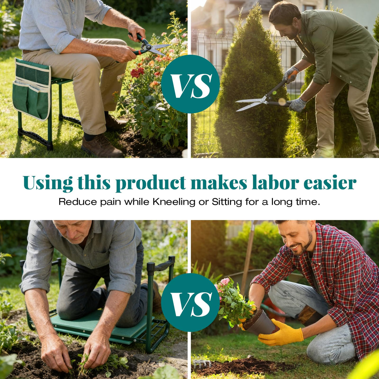 PEAKCLOUDS Heavy-Duty Garden Kneeler and Seat with Two Tool Bag Extra-Wide 11.02" Foldable Gardening Stool for Knee & Back Support | Non-Slip, Portable Bench for Women, Men, Seniors, Mom, Dad