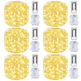 Mlambert 6 Pack 33FT Fairy Lights Battery Operated with Remote and Timer, Dimmable Waterproof 8 Modes Light for Bedroom Dorm Christmas-Warm White