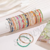 SROBENZ 30Pcs Boho Beaded Bracelets for Women Colorful Stackable Sparkly Crystal Beads Bracelets Multi-Layer Versatile Statement Stretch Cuff Jewelry Gifts