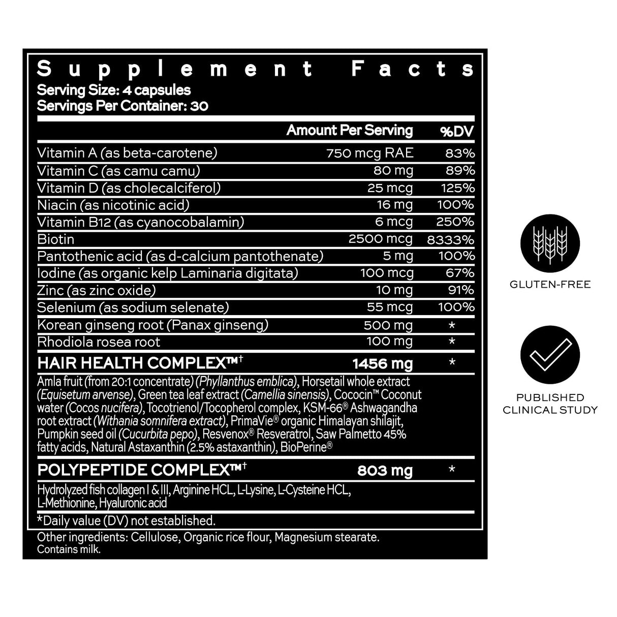 Hush & Hush DeeplyRooted Hair Supplement for Stronger, Healthier Hair - Collagen Hair Growth Pills for Men & Women - Biotin for Hair Loss - Hair Care for Thinning Hair & Hair Regrowth - 120 Capsules