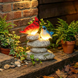 Ovewios Solar Garden Statues Outdoor Decor, Garden Sculptures Stones Statue Novelty Birds Figurine Decoration for Patio Yard Porch Art Home Decor