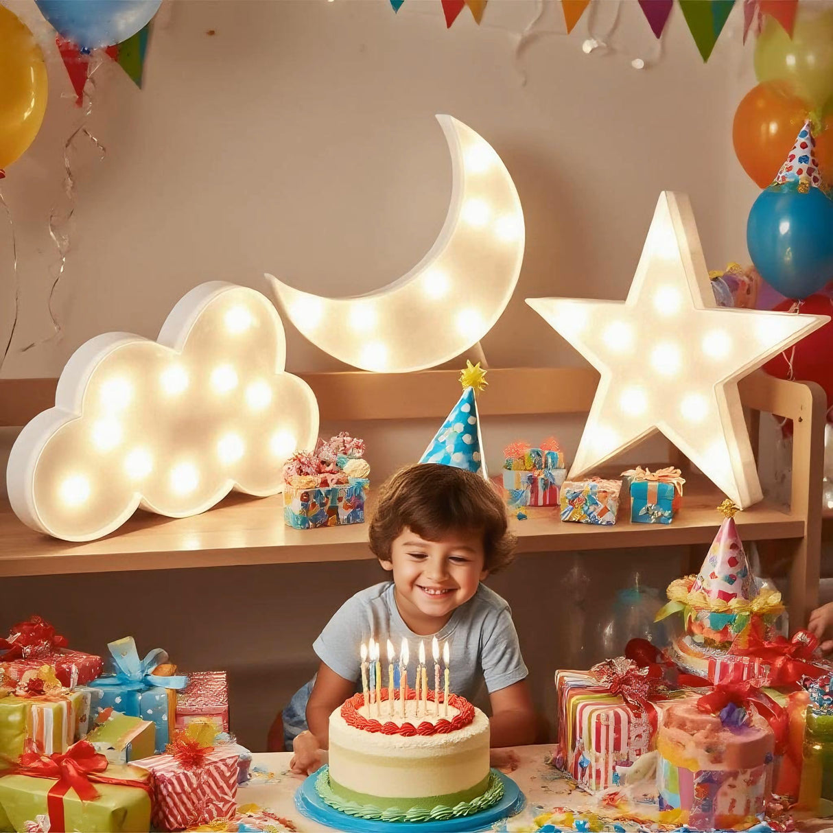 AUSAYE 3 PCS 3D Crescent Moon Light Cloud Led Star Lamp, Decorative Night Lights Room Decor NightLight for Kids Adults Birthday Baby Shower Party Christmas Gifts