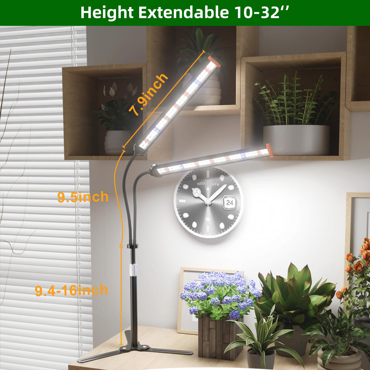 GooingTop Grow Light for Indoor Plants,Height 10-32'' with Dimming & Timer