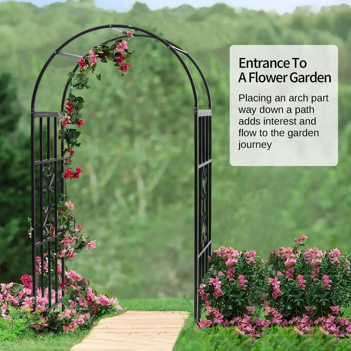 SCENDOR Garden Arbors, Curved Metal Endurable Iron Trellis Plants Stand Use for Outdoor Garden Arbor Climbing Plants Wedding Arches Ceremony