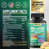 Parrox Sea Moss, Black Seed Oil, Ashwagandha, Turmeric, Chlorophyll, Dandelion, Ginger, Vitamin D3, Black Pepper, Elderberry, ACV, Yellow Dock, Burdock Root, Manuka, Vitamin C, Bladderwrack (60 Caps)