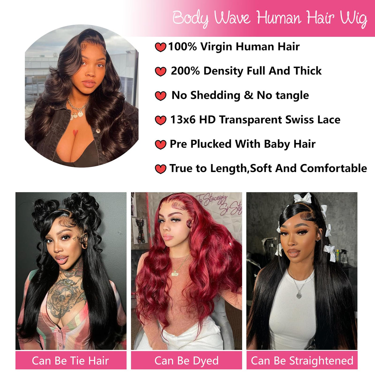 30 Inch 13x6 HD Lace Frontal Wigs Human Hair Pre Plucked Body Wave Lace Front Wigs Human Hair 180% Density Glueless Wigs Human Hair Wigs for Women