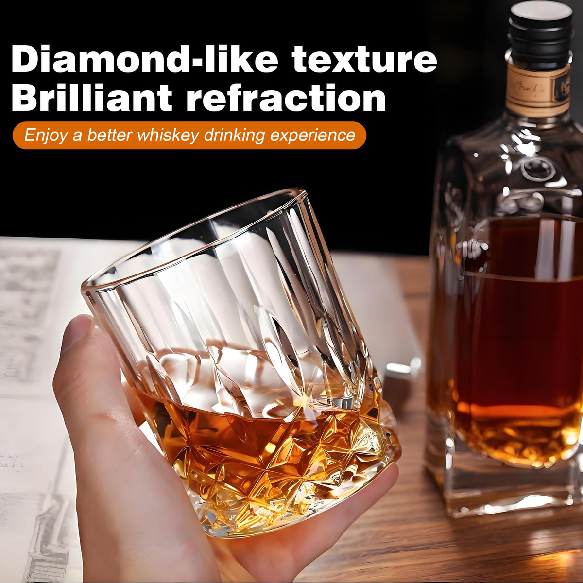 Whiskey Decanter Set for Men, 4*Crystal Whiskey Glasses(Get 4 Silicone Ice Mold Free), Lead-Free Decanter Set for Whiskey, Bourbon, Scotch, Anniversary Christmas Gifts for Dad, Husband, Whiskey Lovers