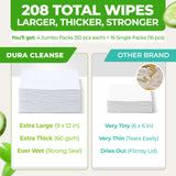 Body Wipes for Women, Extra Moist No Rinse Bathing Sheets (4pk), 200 XL Shower Cloths + 16 Deodorizing Bath Wipes - 9"x12" Travel Size Essentials, Toiletries for Womens Hygiene & Post Workout Cleanup