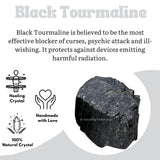 Amazing Gemstone Black Tourmaline Crystals Rough Stone in Bulk, 1lb Large Pieces Turmalina Negra Piedra Originales, Large Black Tourmaline Crystal Healing Stones for Protection