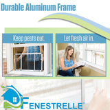 Fenestrelle Expandable Window Screen – 10″ H × 19″–36″ W Horizontal, 2‑Way Adjustable Window Screen with Flame Resistant Fiberglass Mesh, Pack of 2
